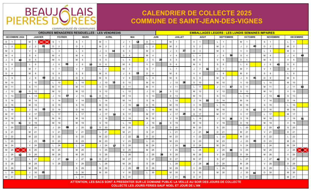 Calendrier poubelles